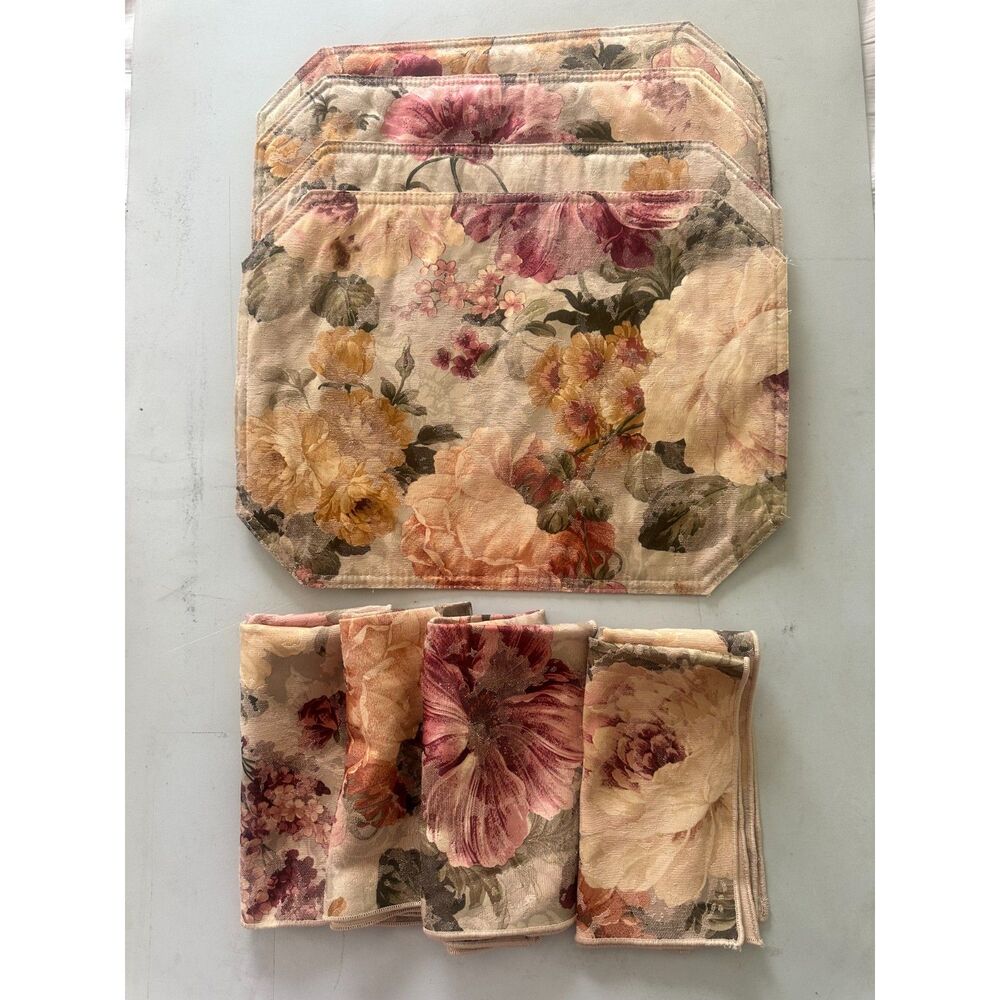 Vintage Waverly Placemats Napkins 8 Pc Cottagecore Romantic Rose Shabby Chic